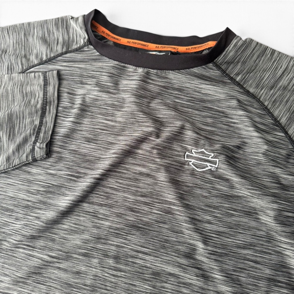 Harley-Davidson Performance Shirt Men XL Gray Space Dye Long Sleeve Raglan Biker